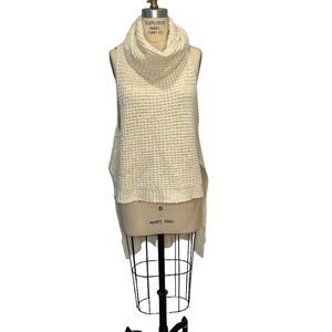 Free People Cream Sleeveless Cowl Neck Sweater Vest Size S Boho
